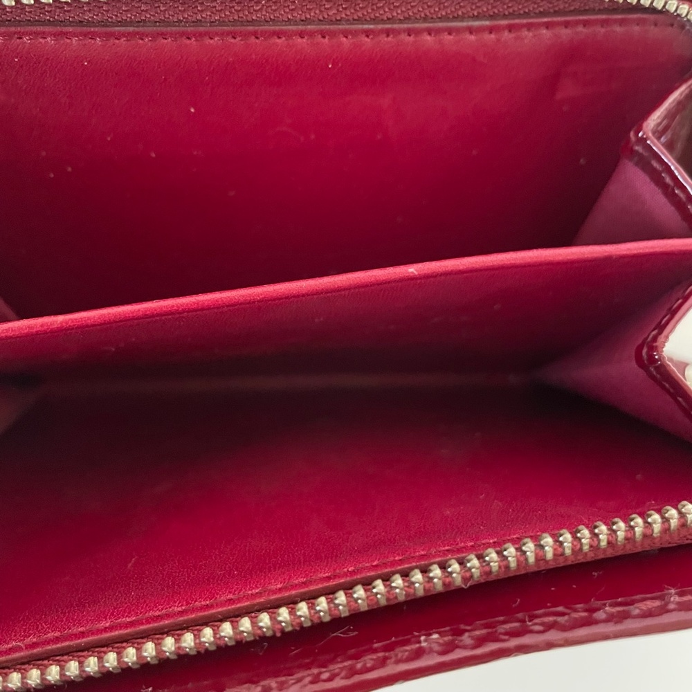 Coach Large Bifold Signature Canvas Burgundy Patent Leather Wallet - Picture 13 of 14